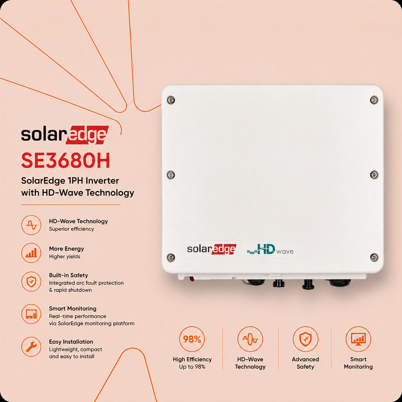 SolarEdge 1PH inverter with HD-Wave technolgy - SE3680H
