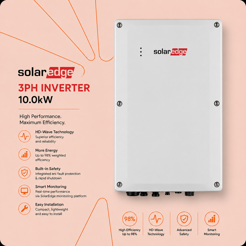 SolarEdge 3PH Inverter, 10.0kW, with SetApp configuration