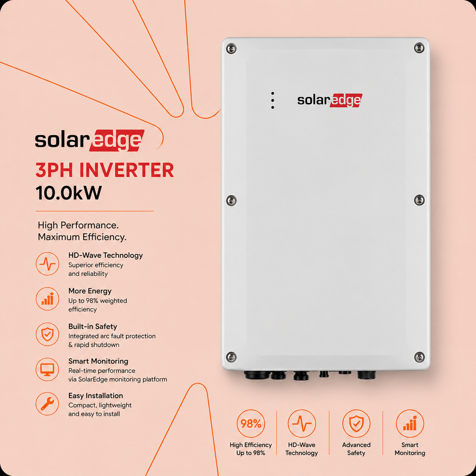 SolarEdge 3PH Inverter, 10.0kW, with SetApp configuration