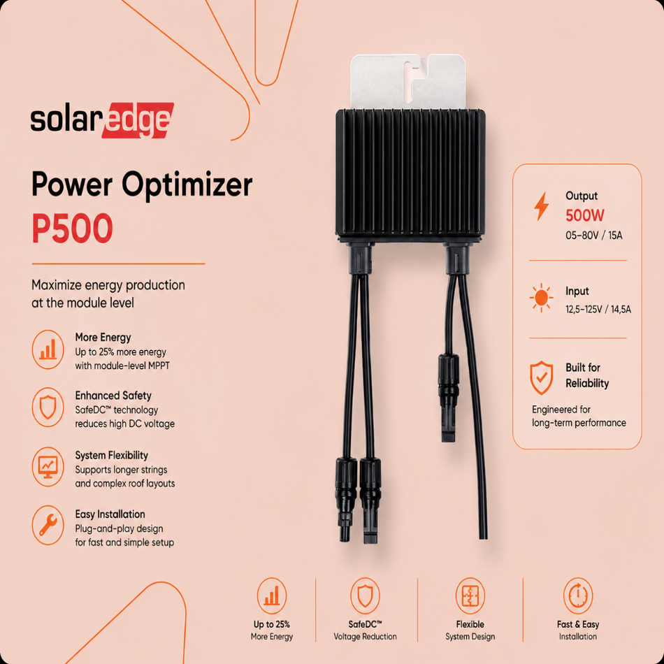 SOLAR EDGE Power Optimizer - Output 500W/05-80V/15A - Input 12,5-125V/14,5A