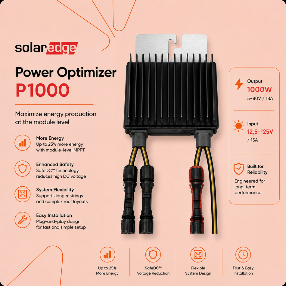 SOLAR EDGE Power Optimizer - Output 1000W/5-80V/18A - Input 12,5-125V/15A