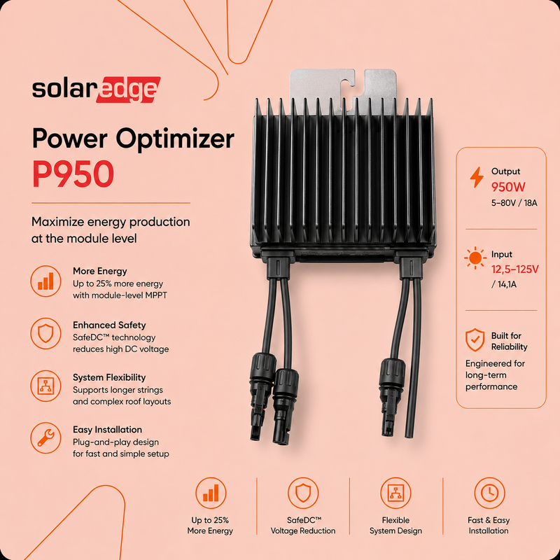 SOLAR EDGE Power Optimizer - Output 950W/5-80V/18A - Input 12,5-125V/14,1A