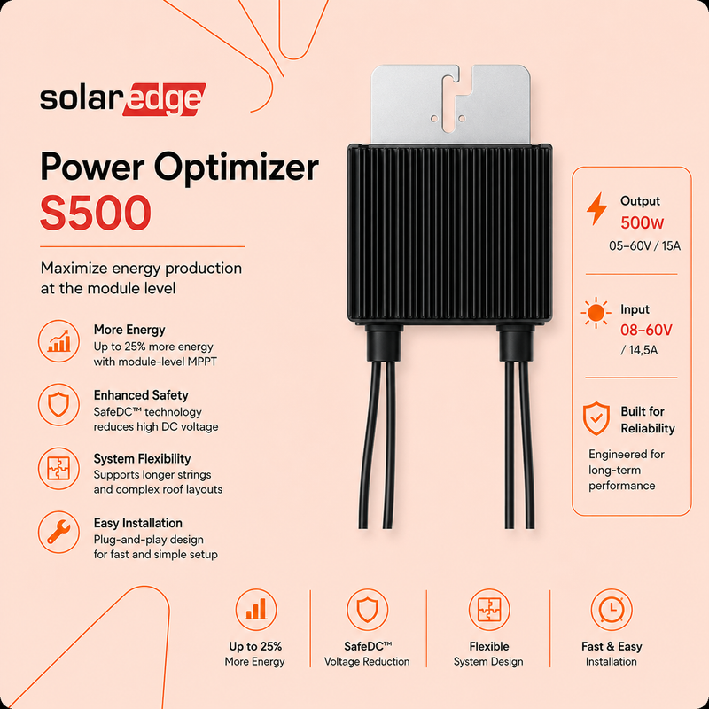 SolarEdge Power Optimizer - Output 500W/05-60V/15A - Input 08-60V/14,5A