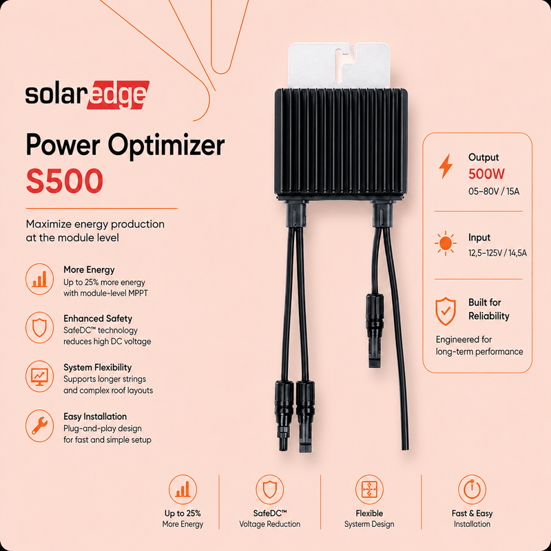 SolarEdge Power Optimizer - Output 500W/05-80V/15A - Input 12,5-125V/14,5A